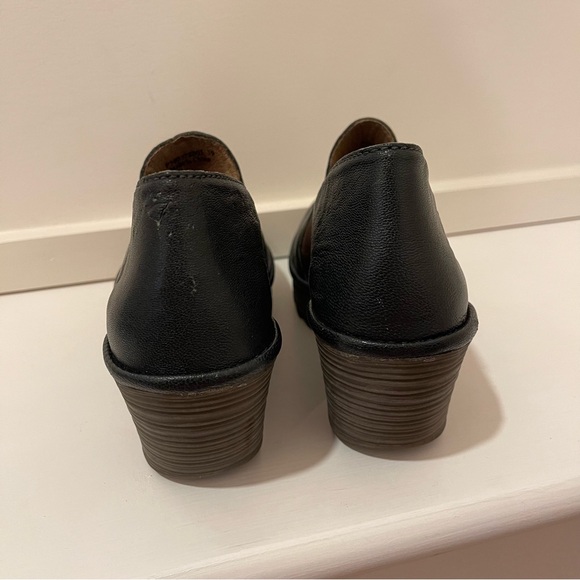 Fly London Yua Green Leather Chunky Platform Wedges Shoes Size 39 Flaw - Picture 6 of 9